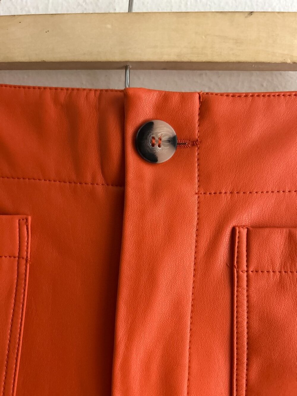 Maeve by Anthropologie The Colette Faux Leather Orange/Pumpkin Pants Sz 27 - Picture 5 of 9
